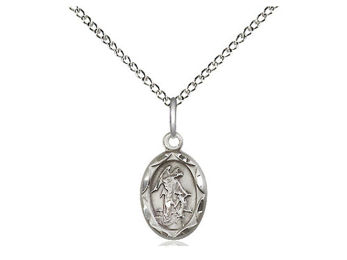 Sterling Silver Guardian Angel Pendant on a 18 inch Sterling Silver Light Curb Chain - Unique Catholic Gifts