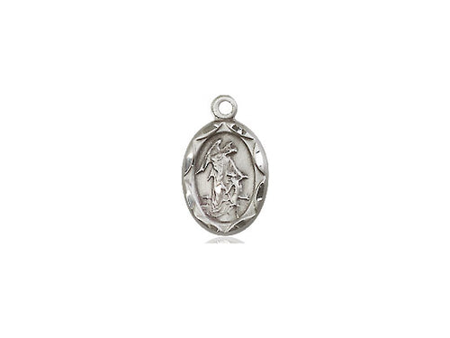 Sterling Silver Guardian Angel Pendant on a 18 inch Sterling Silver Light Curb Chain - Unique Catholic Gifts