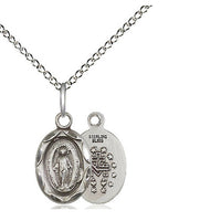 Sterling Silver Miraculous Pendant on a 18 inch Sterling Silver Light Curb Chain - Unique Catholic Gifts