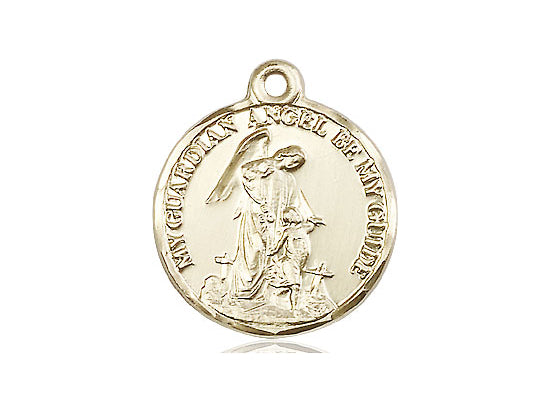 14kt Gold Filled Guardian Angel Pendant on a 18 inch Gold Filled Light Curb Chain - Unique Catholic Gifts
