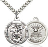 Sterling Silver St. Michael the Archangel Navy Medal 7/8" - Unique Catholic Gifts