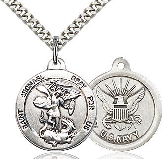 Sterling Silver St. Michael the Archangel Navy Medal 7/8
