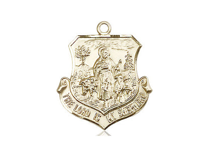 14kt Gold Filled Lord Is My Shepherd Pendant on a 24 inch Gold Plate Heavy Curb Chain - Unique Catholic Gifts