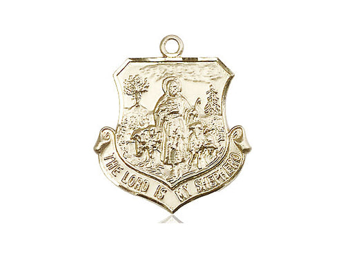 14kt Gold Filled Lord Is My Shepherd Pendant on a 24 inch Gold Plate Heavy Curb Chain - Unique Catholic Gifts