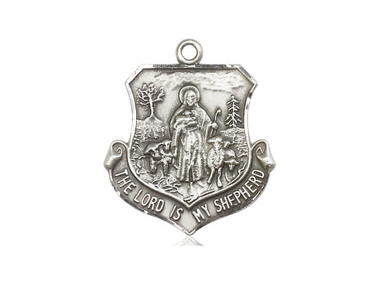 Sterling Silver Lord Is My Shepherd Pendant on a 18 inch Sterling Silver Light Curb Chain - Unique Catholic Gifts
