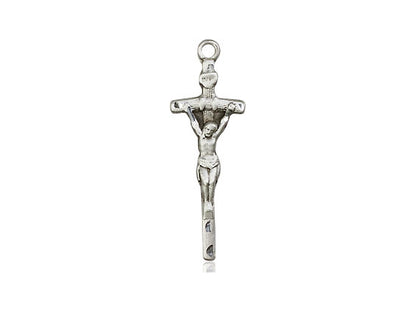 Sterling Silver Papal Crucifix Pendant on a 18 inch Sterling Silver Light Curb Chain - Unique Catholic Gifts