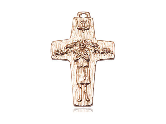 14kt Gold Filled Papal Crucifix Pendant on a 18 inch Gold Filled Light Curb Chain - Unique Catholic Gifts
