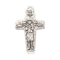 Sterling Silver Papal Crucifix Pendant on a 18 inch Sterling Silver Light Curb Chain - Unique Catholic Gifts