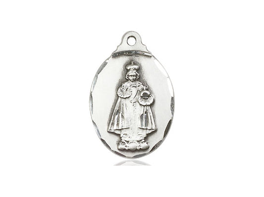 Sterling Silver Infant of Prague Pendant on a 18 inch Sterling Silver Light Curb Chain - Unique Catholic Gifts