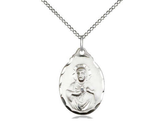 Sterling Silver Scapular Pendant on a 18 inch Sterling Silver Light Curb Chain - Unique Catholic Gifts