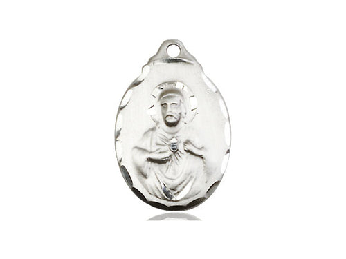 Sterling Silver Scapular Pendant on a 18 inch Sterling Silver Light Curb Chain - Unique Catholic Gifts