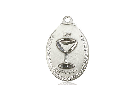 Sterling Silver Communion Pendant on a 18 inch Sterling Silver Light Curb Chain - Unique Catholic Gifts