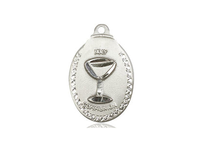 Sterling Silver Communion Pendant on a 18 inch Sterling Silver Light Curb Chain - Unique Catholic Gifts