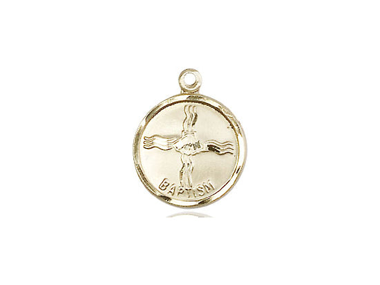 14kt Gold Filled Baptism Pendant on a 18 inch Gold Filled Light Curb Chain - Unique Catholic Gifts