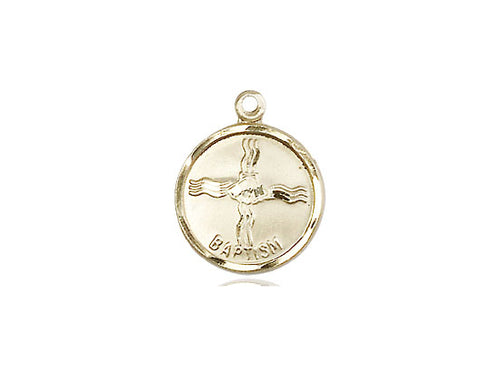 14kt Gold Filled Baptism Pendant on a 18 inch Gold Filled Light Curb Chain - Unique Catholic Gifts