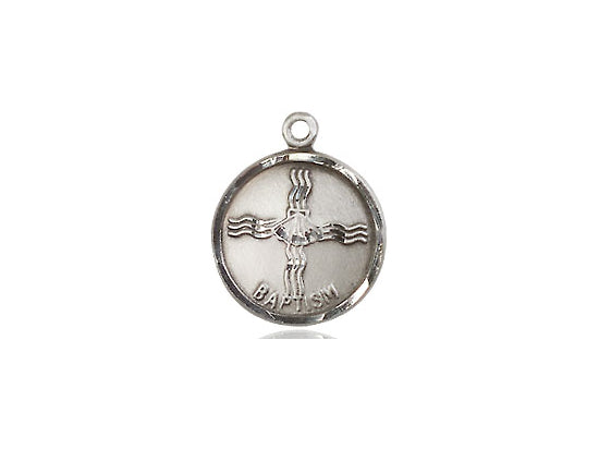 Sterling Silver Baptism Pendant on a 18 inch Sterling Silver Light Curb Chain - Unique Catholic Gifts