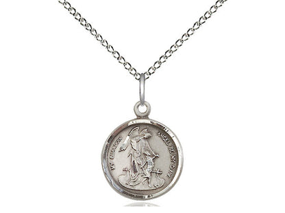 Sterling Silver Guardian Angel Pendant on a 18 inch Sterling Silver Light Curb Chain - Unique Catholic Gifts