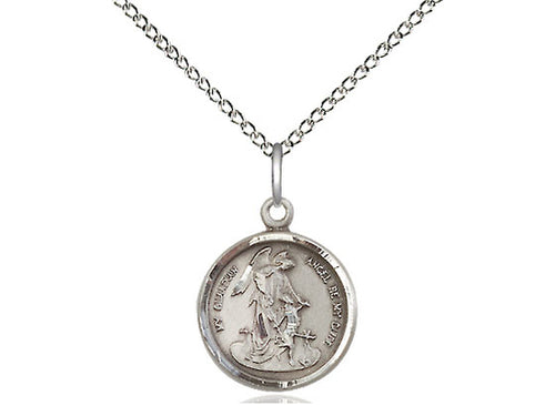 Sterling Silver Guardian Angel Pendant on a 18 inch Sterling Silver Light Curb Chain - Unique Catholic Gifts