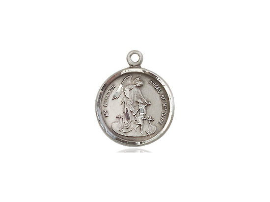 Sterling Silver Guardian Angel Pendant on a 18 inch Sterling Silver Light Curb Chain - Unique Catholic Gifts