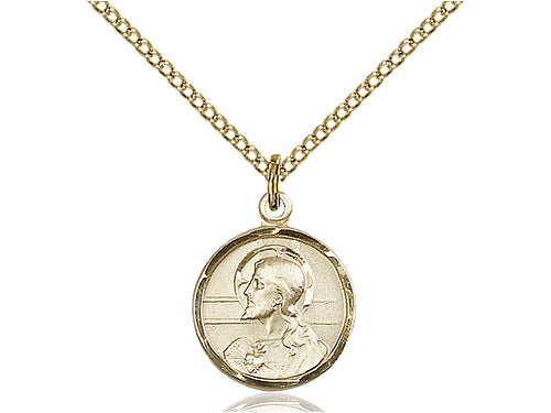 14kt Gold Filled Scapular Pendant on a 18 inch Gold Filled Light Curb Chain - Unique Catholic Gifts