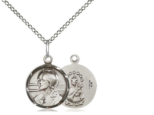 Sterling Silver Scapular Pendant on a 18 inch Sterling Silver Light Curb Chain - Unique Catholic Gifts