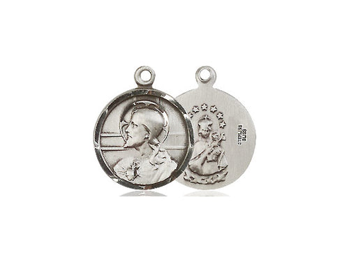 Sterling Silver Scapular Pendant on a 18 inch Sterling Silver Light Curb Chain - Unique Catholic Gifts
