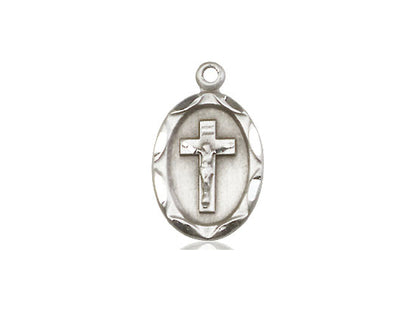Sterling Silver Crucifix Pendant on a 18 inch Sterling Silver Light Curb Chain - Unique Catholic Gifts