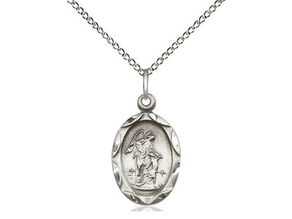 Sterling Silver Guardian Angel Pendant on a 18 inch Sterling Silver Light Curb Chain - Unique Catholic Gifts