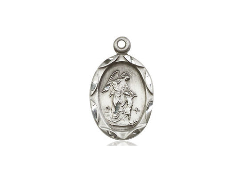 Sterling Silver Guardian Angel Pendant on a 18 inch Sterling Silver Light Curb Chain - Unique Catholic Gifts