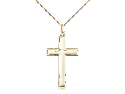 14kt Gold Filled Cross Pendant on a 18 inch Gold Filled Light Curb Chain - Unique Catholic Gifts