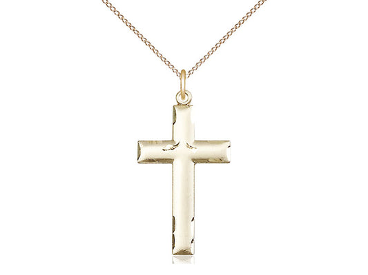 14kt Gold Filled Cross Pendant on a 18 inch Gold Filled Light Curb Chain - Unique Catholic Gifts