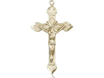 14kt Gold Filled Crucifix Pendant on a 24 inch Gold Plate Heavy Curb Chain - Unique Catholic Gifts