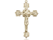 14kt Gold Filled Crucifix Pendant on a 24 inch Gold Plate Heavy Curb Chain - Unique Catholic Gifts