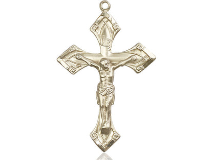 14kt Gold Filled Crucifix Pendant on a 24 inch Gold Plate Heavy Curb Chain - Unique Catholic Gifts