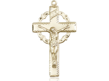 14kt Gold Filled Crucifix Pendant on a 24 inch Gold Plate Heavy Curb Chain - Unique Catholic Gifts