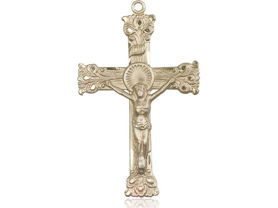 14kt Gold Filled Crucifix Pendant on a 24 inch Gold Plate Heavy Curb Chain - Unique Catholic Gifts