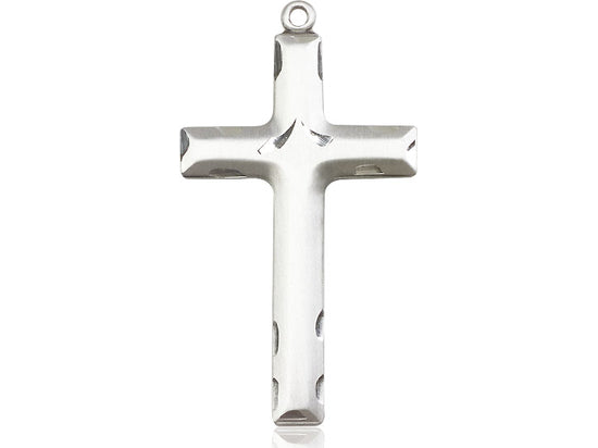 Sterling Silver Cross Pendant on a 24 inch Light Rhodium Heavy Curb Chain - Unique Catholic Gifts