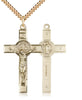 Gold Filled St Benedict Crucifix Pendant  (1 1/4") - Unique Catholic Gifts