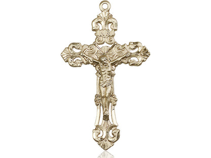 14kt Gold Filled Crucifix Pendant on a 24 inch Gold Plate Heavy Curb Chain - Unique Catholic Gifts