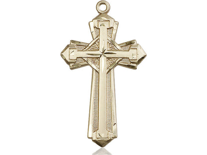 14kt Gold Filled Cross Pendant on a 24 inch Gold Plate Heavy Curb Chain - Unique Catholic Gifts