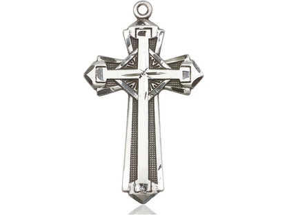 Sterling Silver Cross Pendant on a 24 inch Light Rhodium Heavy Curb Chain. - Unique Catholic Gifts