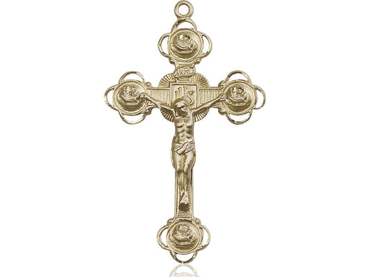 14kt Gold Filled Crucifix Pendant on a 24 inch Gold Plate Heavy Curb Chain - Unique Catholic Gifts