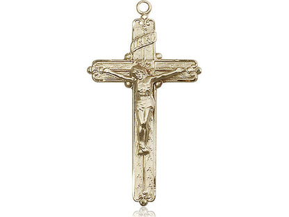 14kt Gold Filled Crucifix Pendant on a 24 inch Gold Plate Heavy Curb Chain - Unique Catholic Gifts