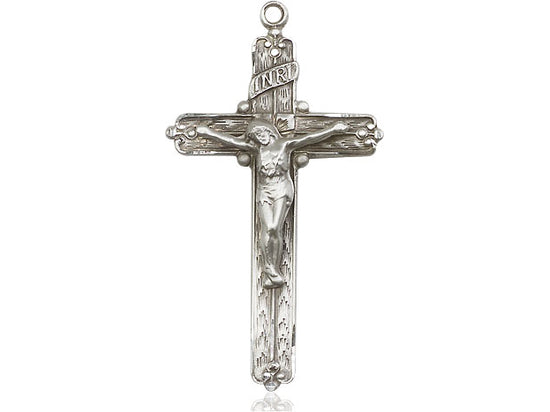 Sterling Silver Crucifix Pendant on a 18 inch Sterling Silver Light Curb Chain - Unique Catholic Gifts