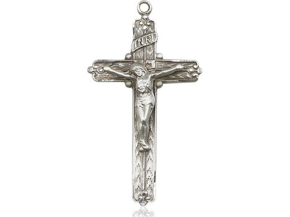 Sterling Silver Crucifix Pendant on a 18 inch Sterling Silver Light Curb Chain - Unique Catholic Gifts