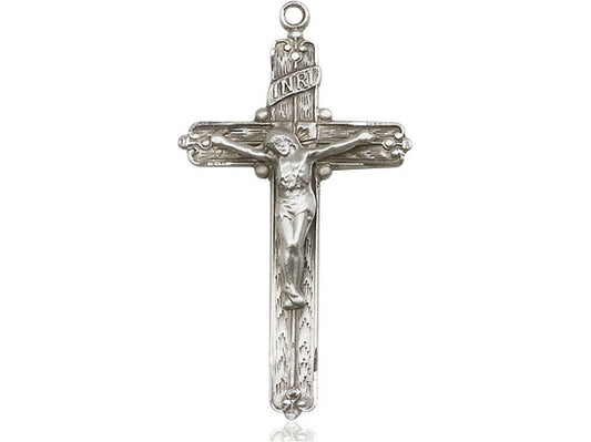 Sterling Silver Crucifix Pendant on a 18 inch Sterling Silver Light Curb Chain - Unique Catholic Gifts