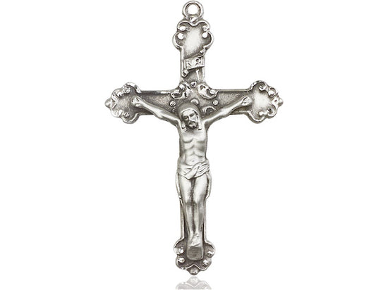 Sterling Silver Crucifix Pendant on a 18 inch Sterling Silver Light Curb Chain - Unique Catholic Gifts