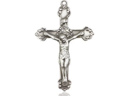 Sterling Silver Crucifix Pendant on a 18 inch Sterling Silver Light Curb Chain - Unique Catholic Gifts