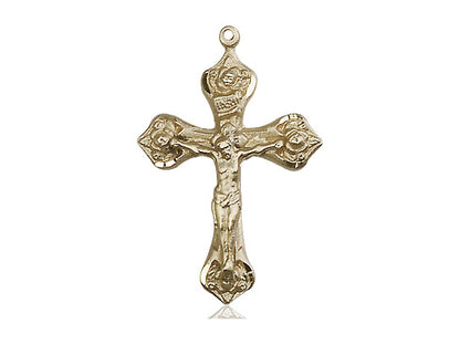 14kt Gold Filled Crucifix Pendant on a 24 inch Gold Plate Heavy Curb Chain - Unique Catholic Gifts