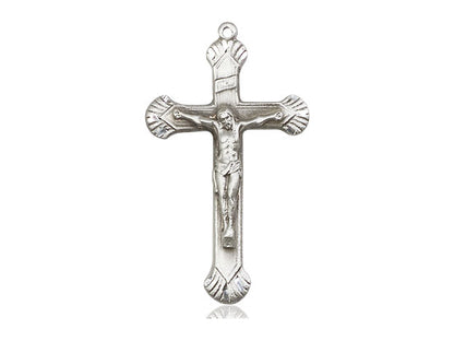 Sterling Silver Crucifix Pendant on a 18 inch Sterling Silver Light Curb Chain - Unique Catholic Gifts